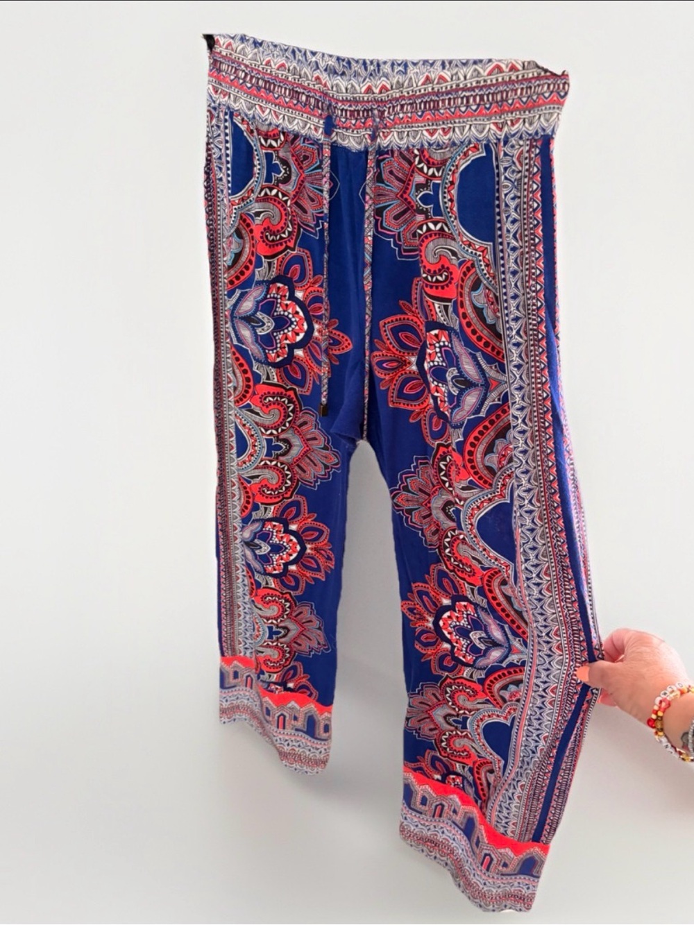 Rose & Thyme Size Small Boho Wide-Leg Pull-On Pants Drawstring waist Gypsy Pants